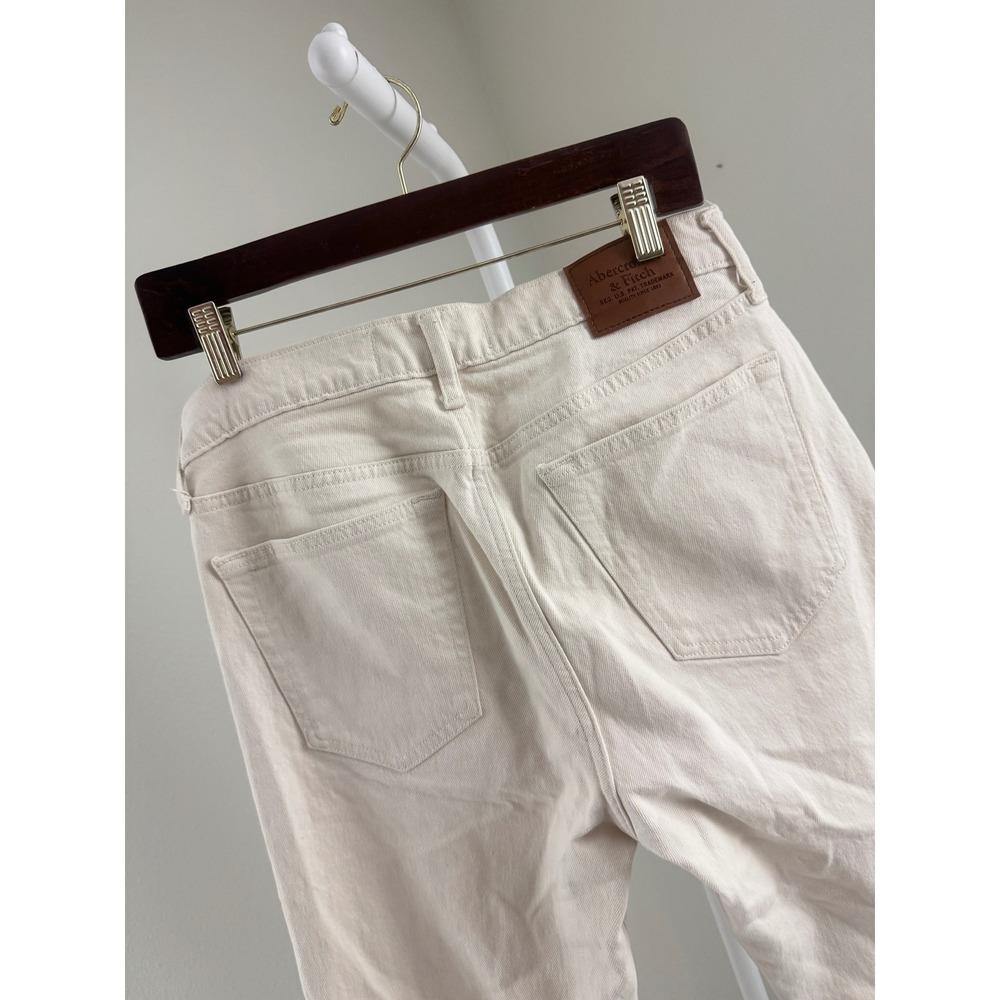 Abercrombie & Fitch 90s Straight Jeans Mens 31x34 Cream White Vintage Stretch - Picture 6 of 9